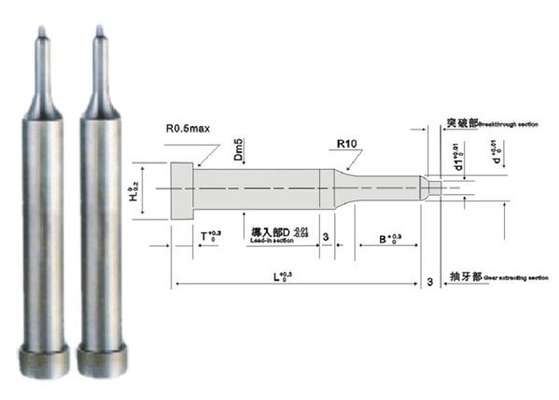 ASTM Plastic Mold Ejector Pin 1.2344 Mirror Plasted Plasted For Precision Mould Parts Coating TiN